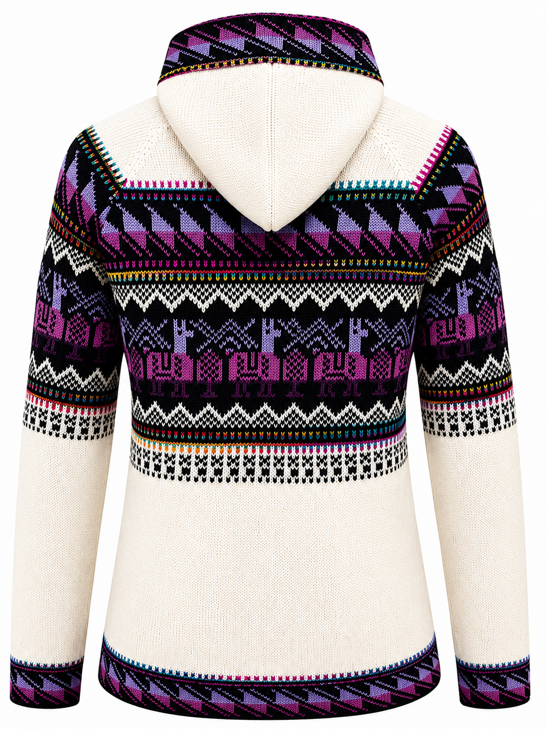 Andean Orchid Alpaca Hooded Sweater White