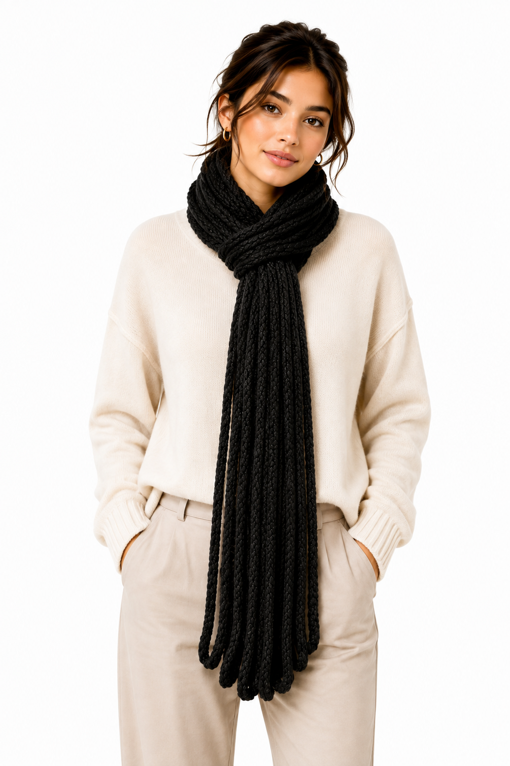 PRE-ORDER Handmade Black Baby Alpaca Scarf
