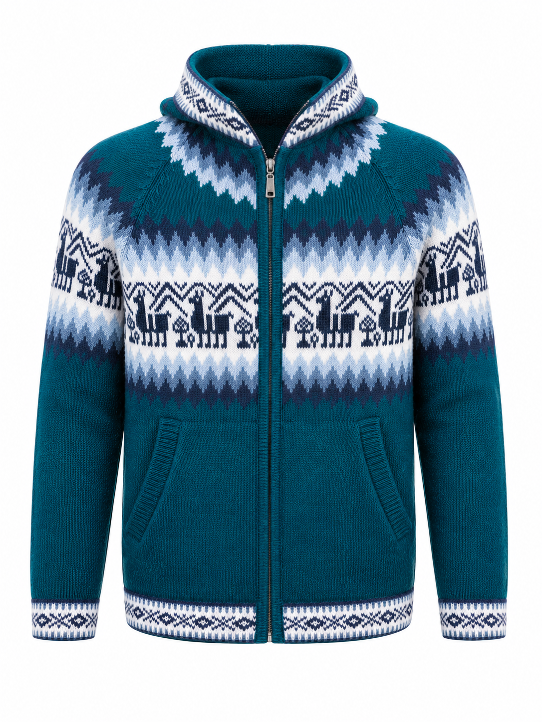 Men’s Andean Alpaca Hoodie Sweater Emerald