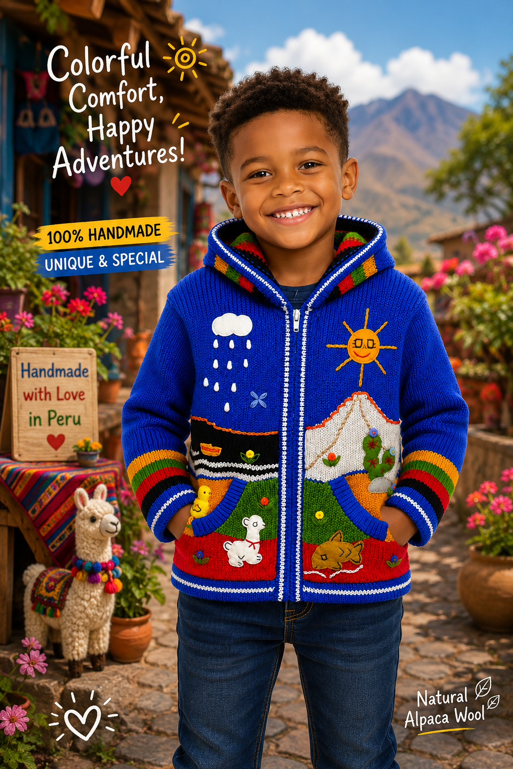 🌈 Andean Adventure Kids Hoodie - Sky Blue