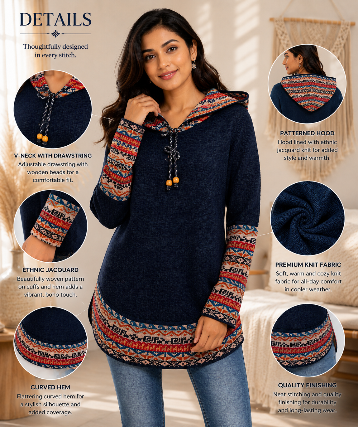 Alpaca Ruana Hoodie Sweater