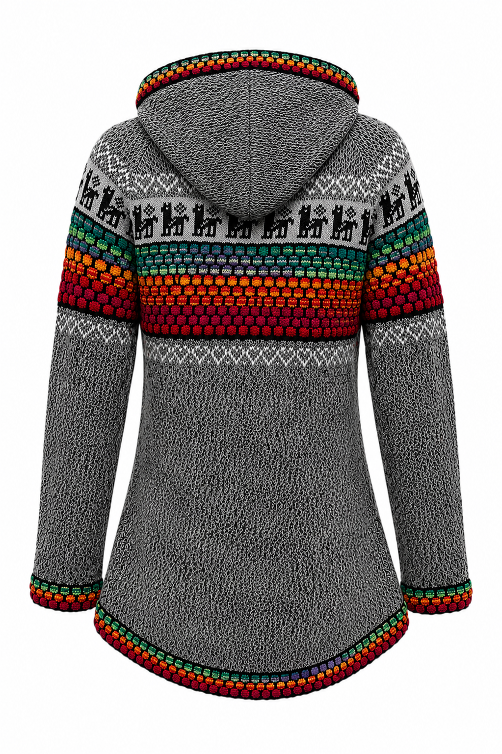 Alpaca light gray red rainbow woman sweater