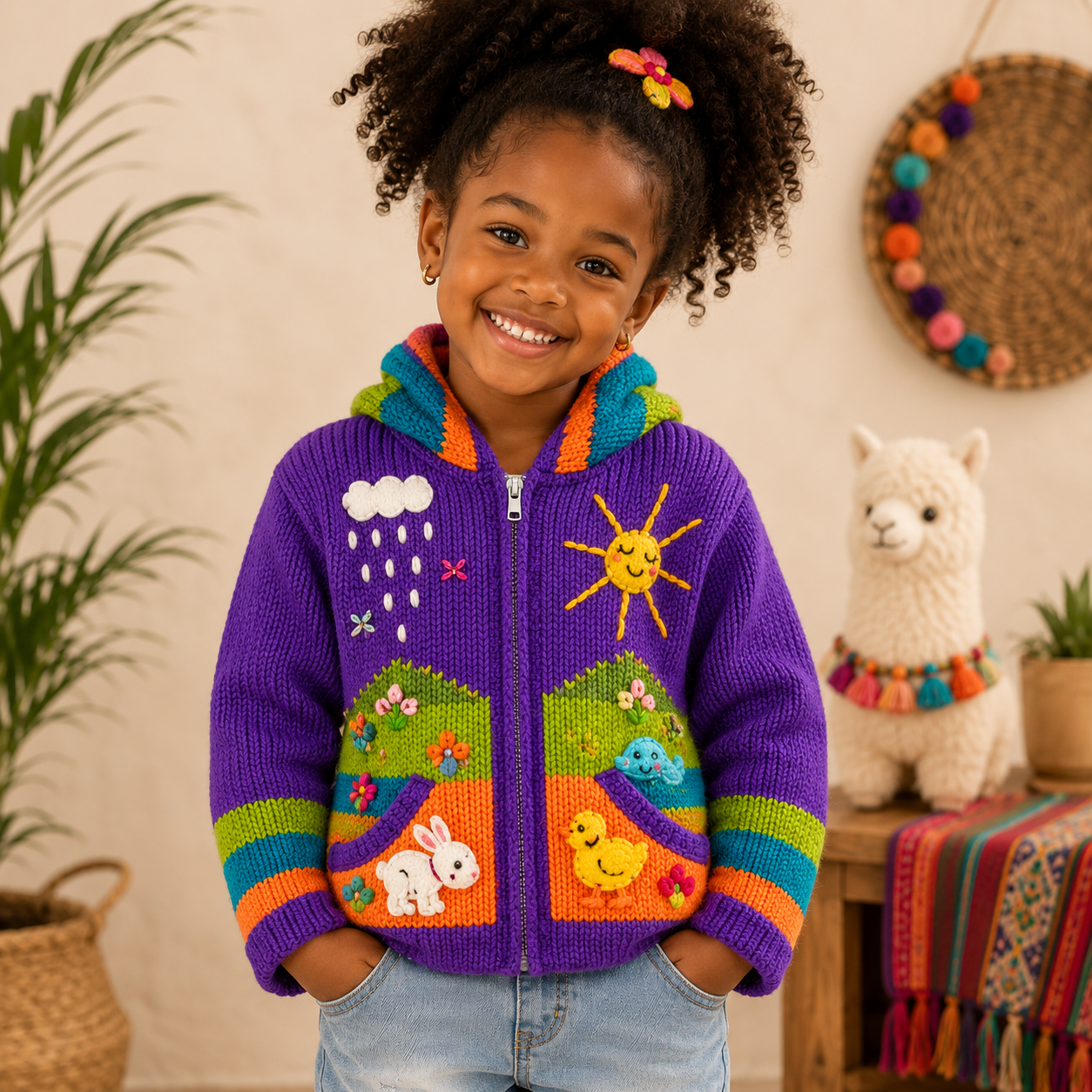 🌈 Andean Adventure Kids Hoodie - Purple