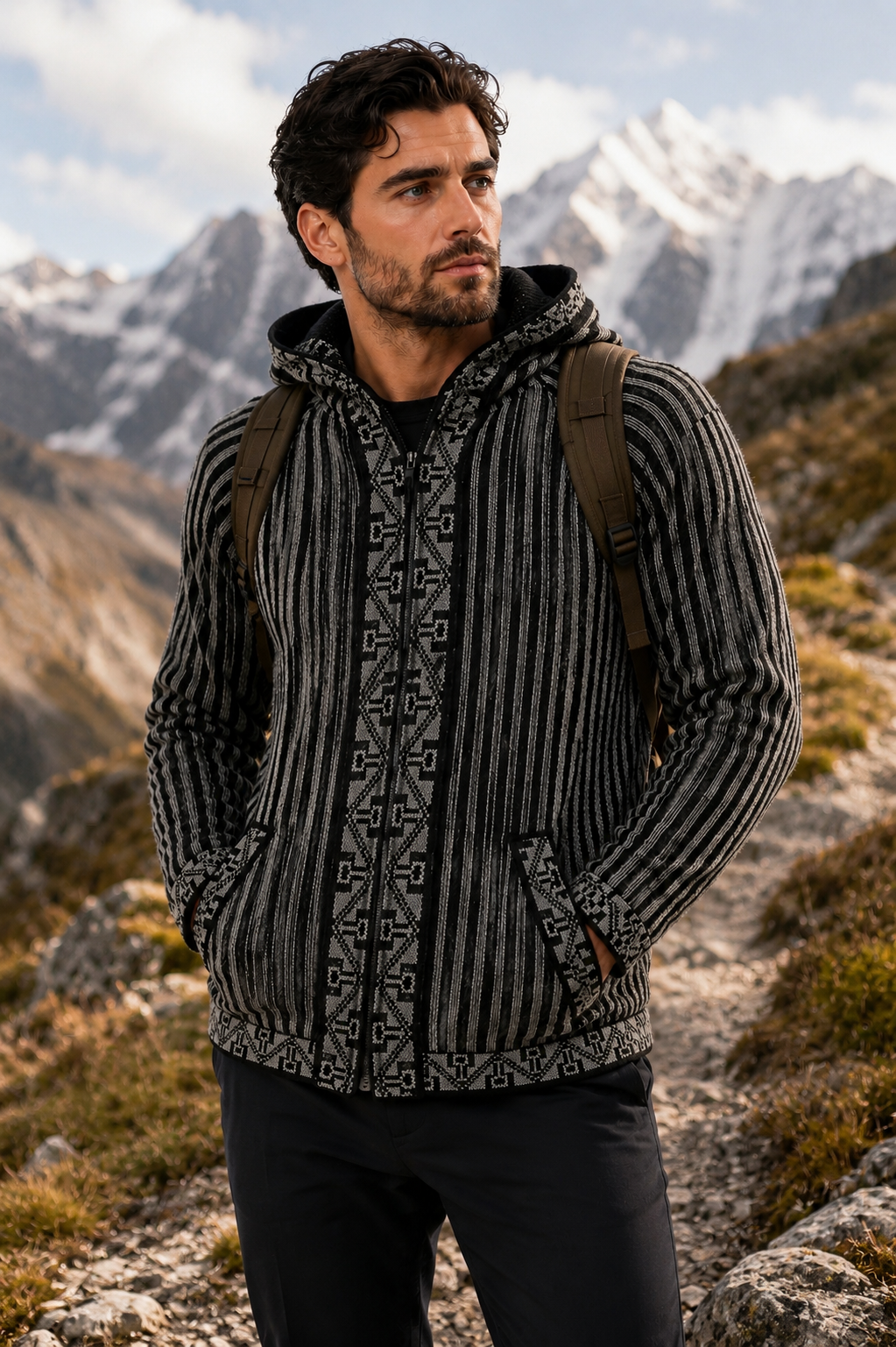 Men’s Highland Shadow Gray Alpaca Hoodie