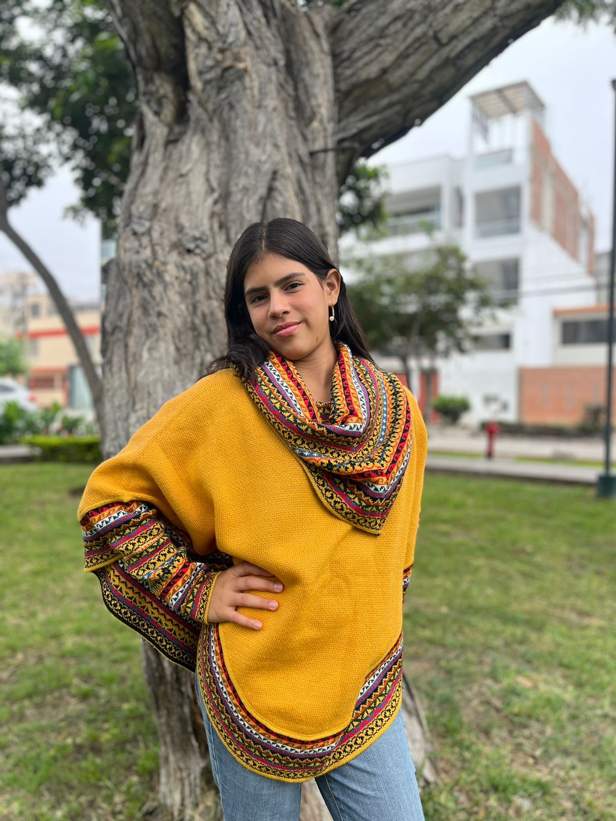 LIMITED EDITION ALPACA YELLOW HOODY PONCHO WITH SLEEVES