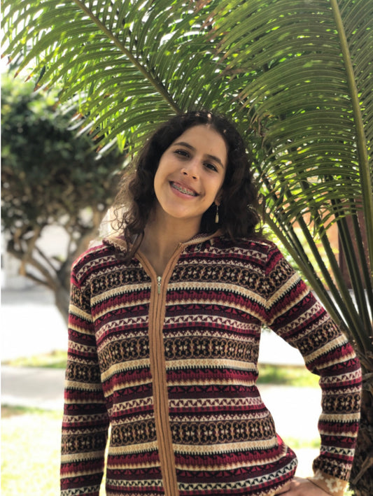 Lined Brown Wine Alpaca Woman Sweaters