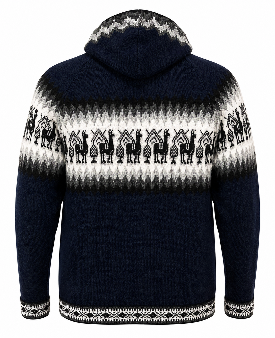 Men’s Andean Alpaca Hooded Sweater-Dark Blue