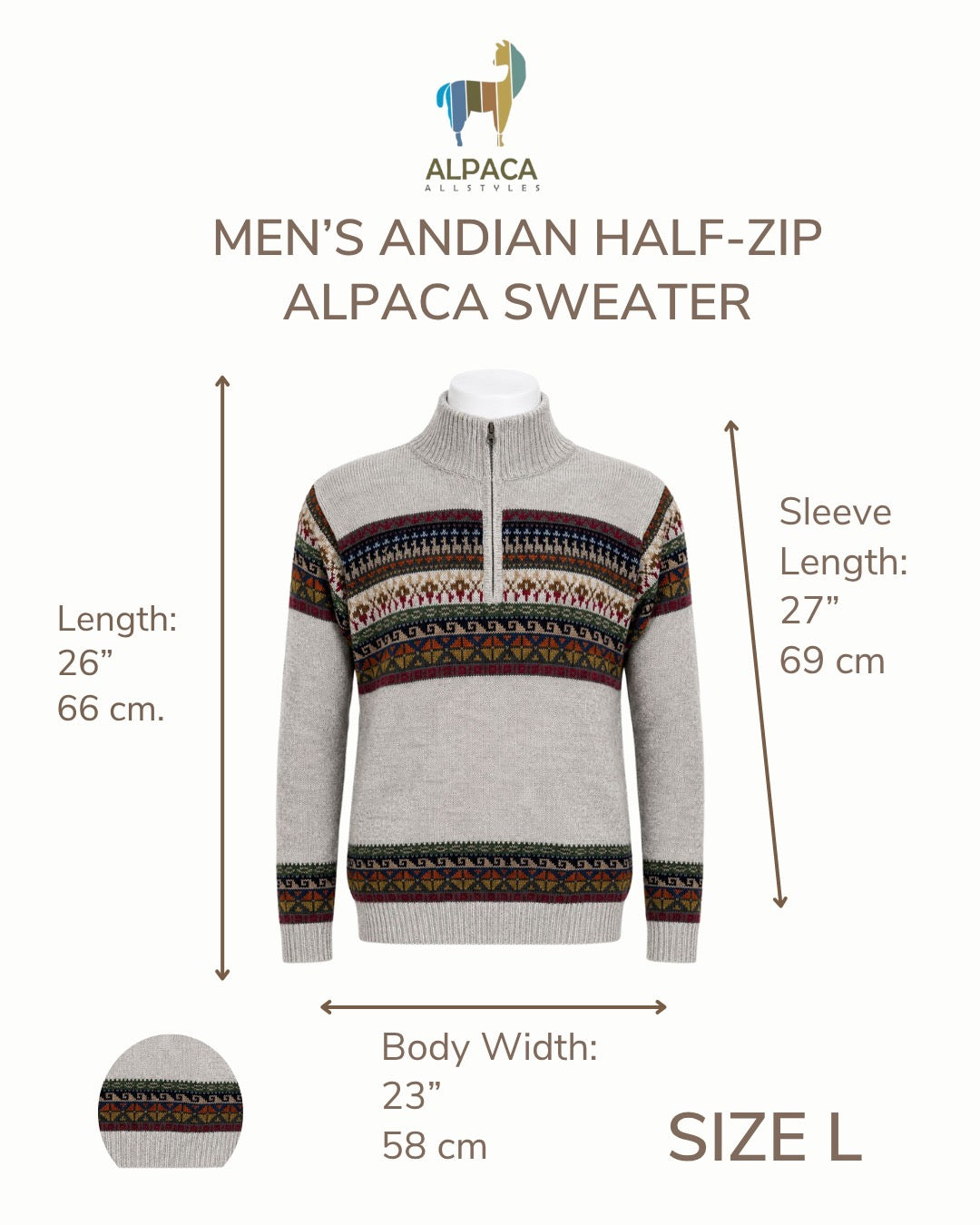 Men’s Andian Half - Zip Alpaca Sweater