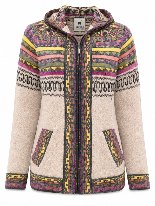 🌸 Andean Blossom Alpaca Hoodie Sweater