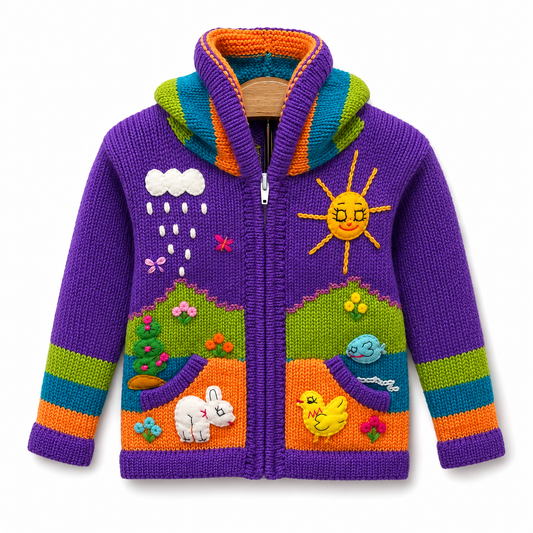🌈 Andean Adventure Kids Hoodie - Purple