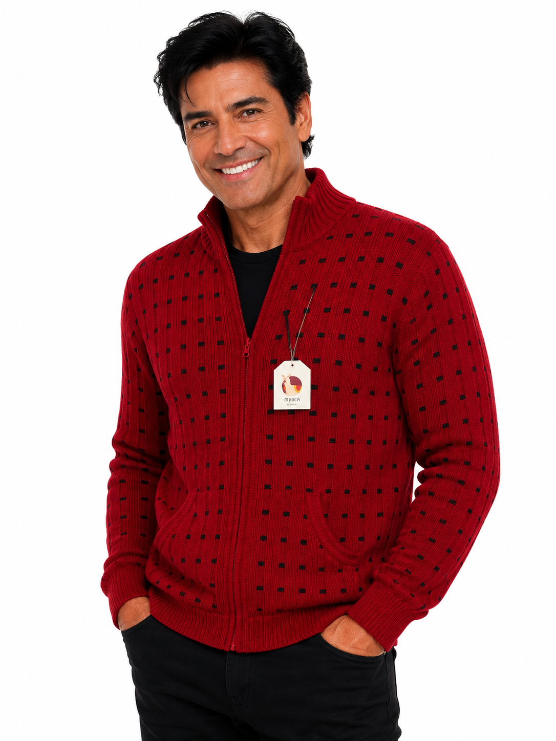 Men’s Crimson Andes Alpaca Cardigan