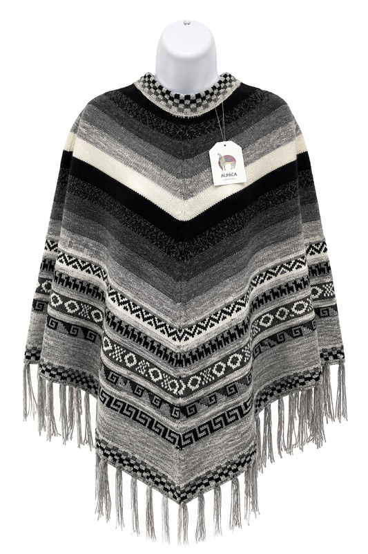 Andes Alpaca Gray Poncho