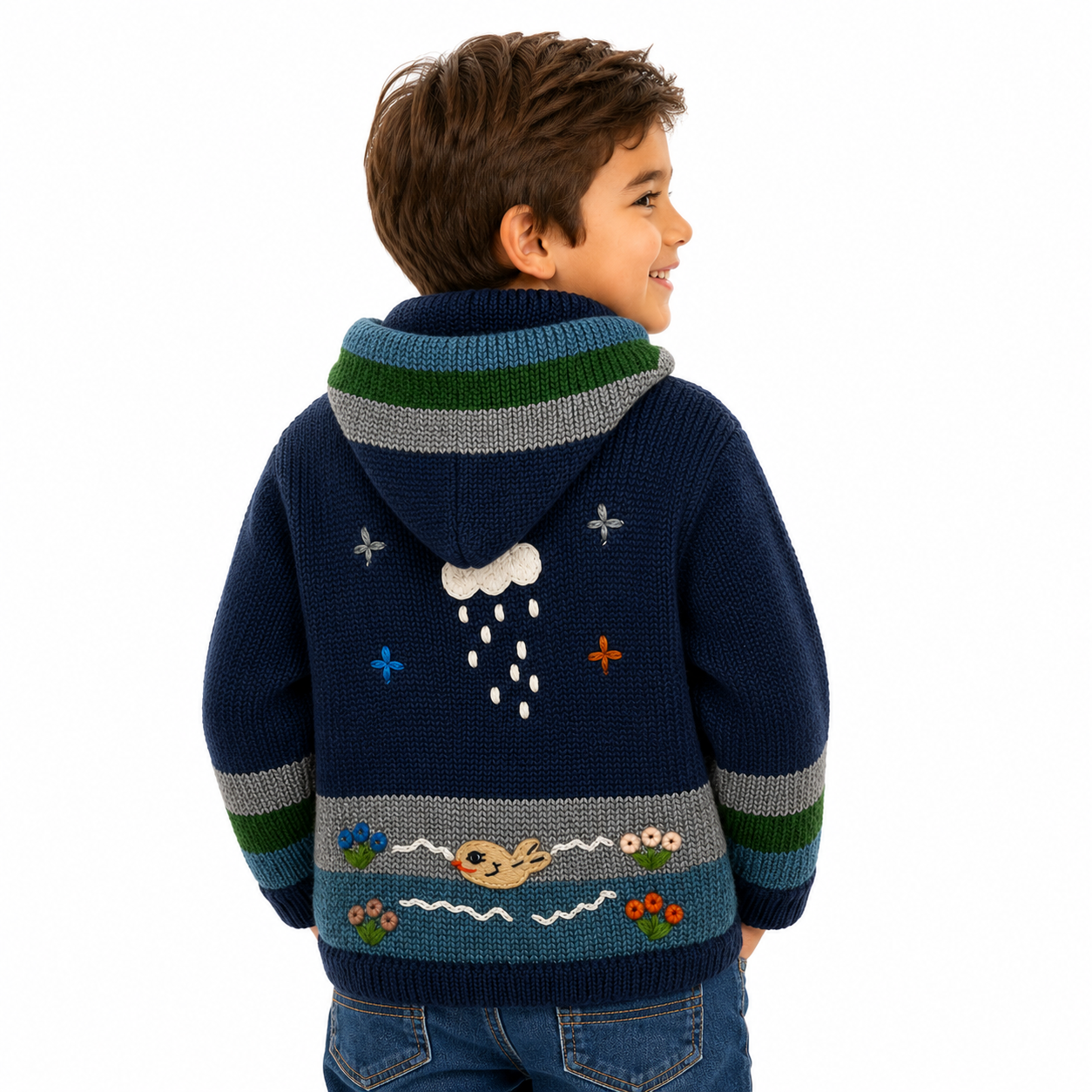 🌈Andean Adventure Kids Hoodie - Blue- Green