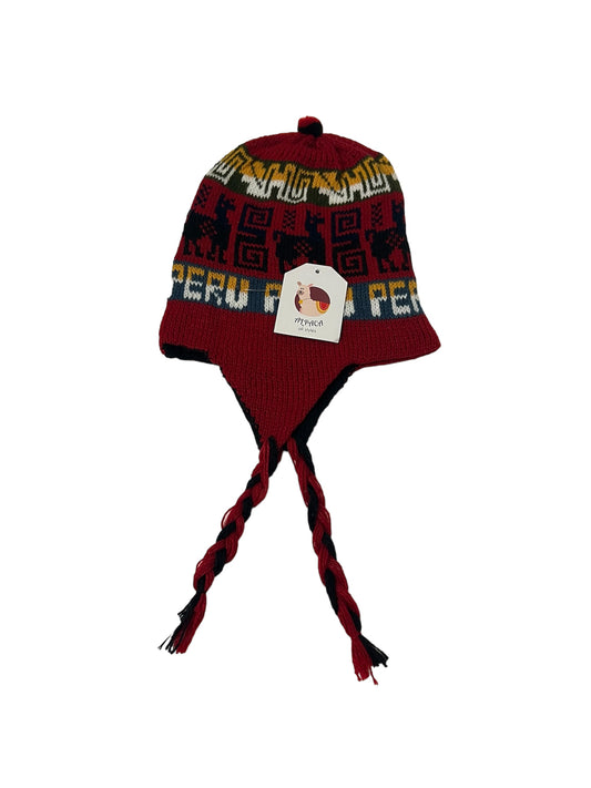 Reversible Red Peruvian Alpaca Chullo Hat