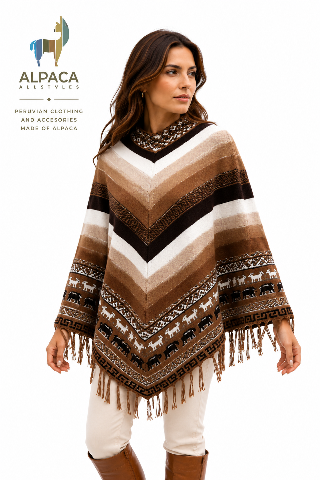 Andes Alpaca Brown Poncho
