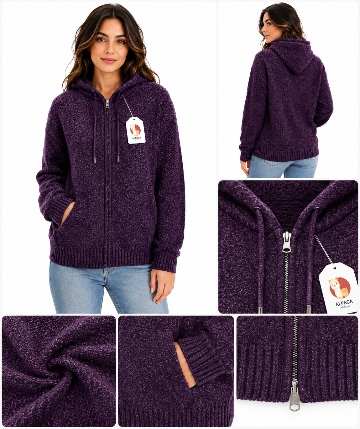 Amethyst Comfort Alpaca Hooded Cardigan