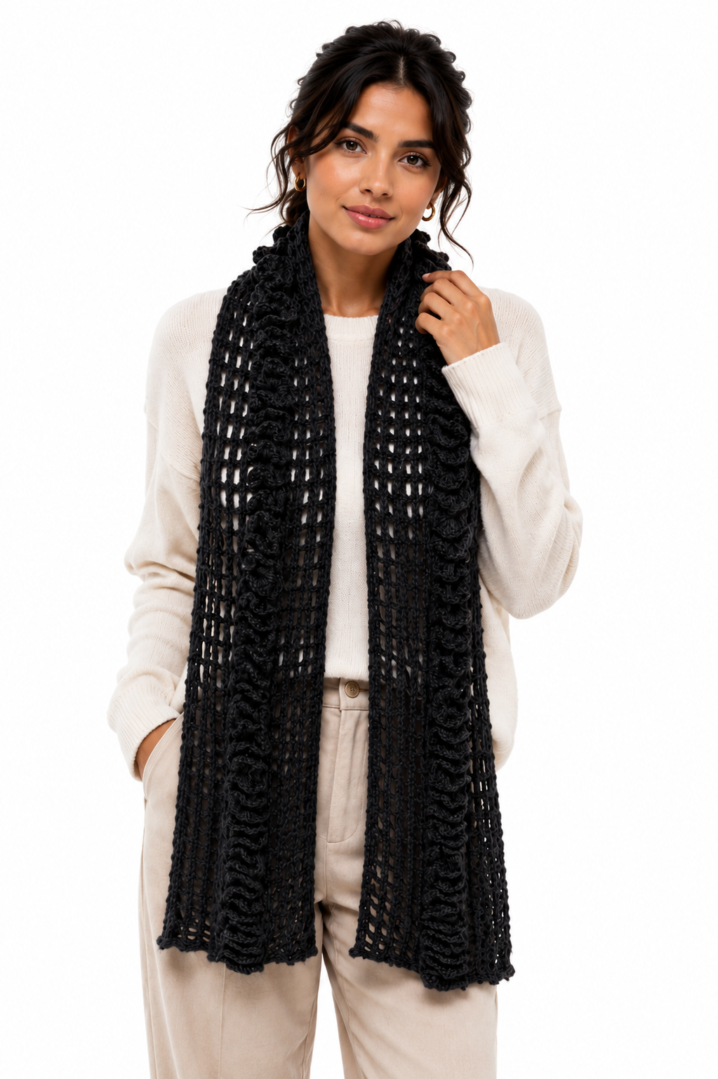 PRE-ORDER | Black Mist Handmade Baby Alpaca Crochet Scarf