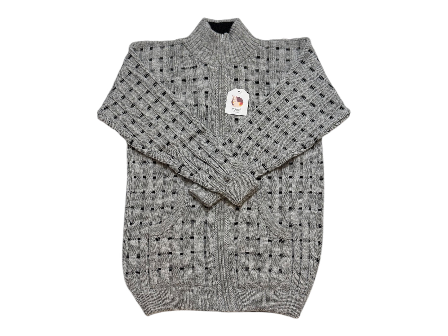 Alpaca Square Pattern Men Sweater