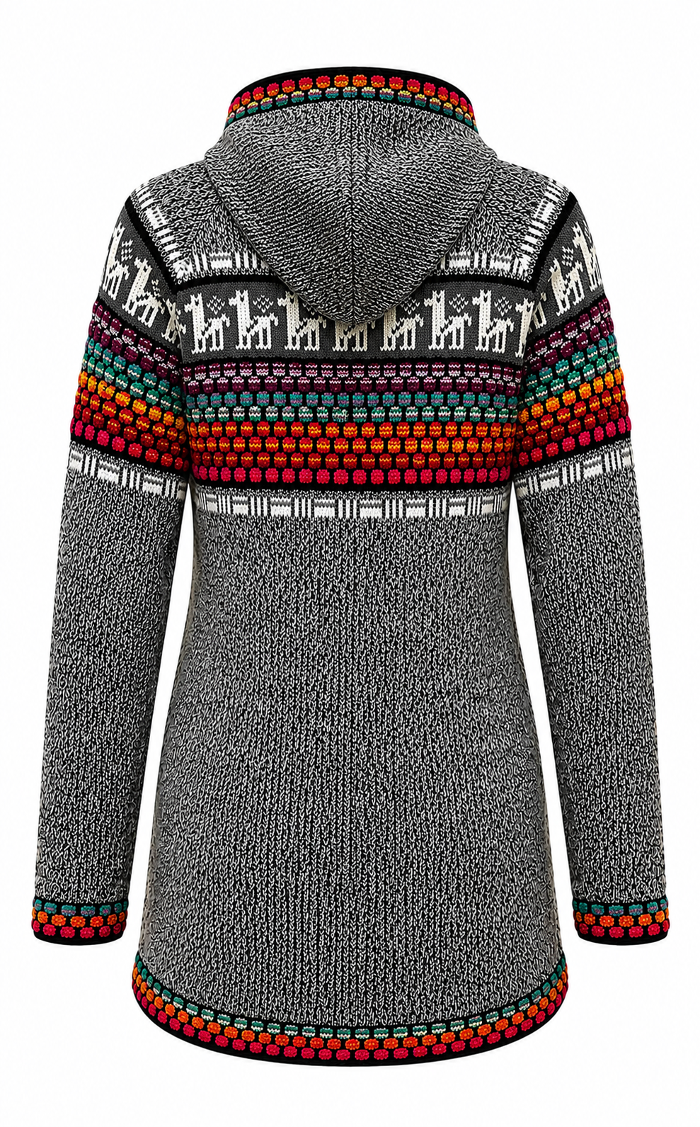 Artisan Chakra Gray Violet Alpaca Hooded Sweater.