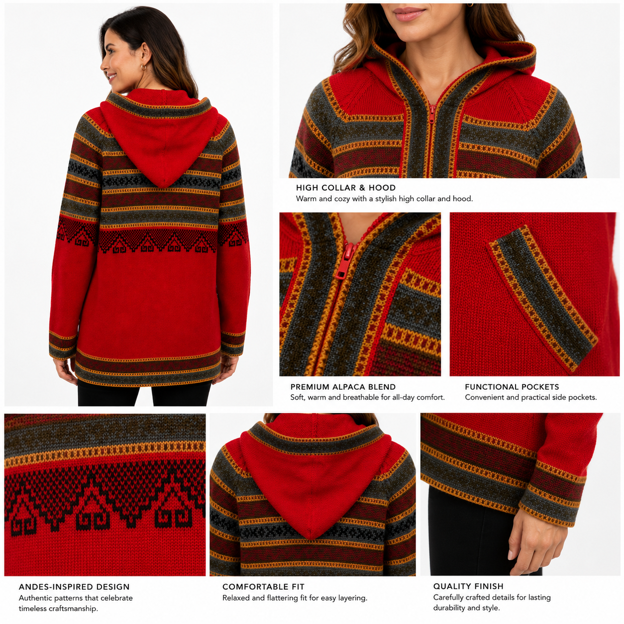 Swiss Ember Alpaca Hooded Cardigan