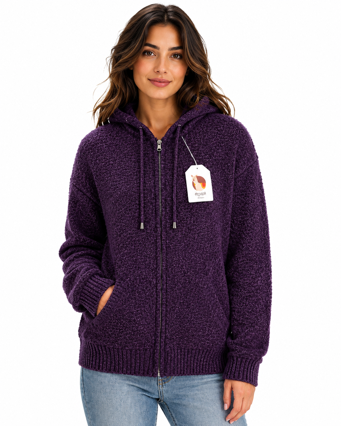 Amethyst Comfort Alpaca Hooded Cardigan