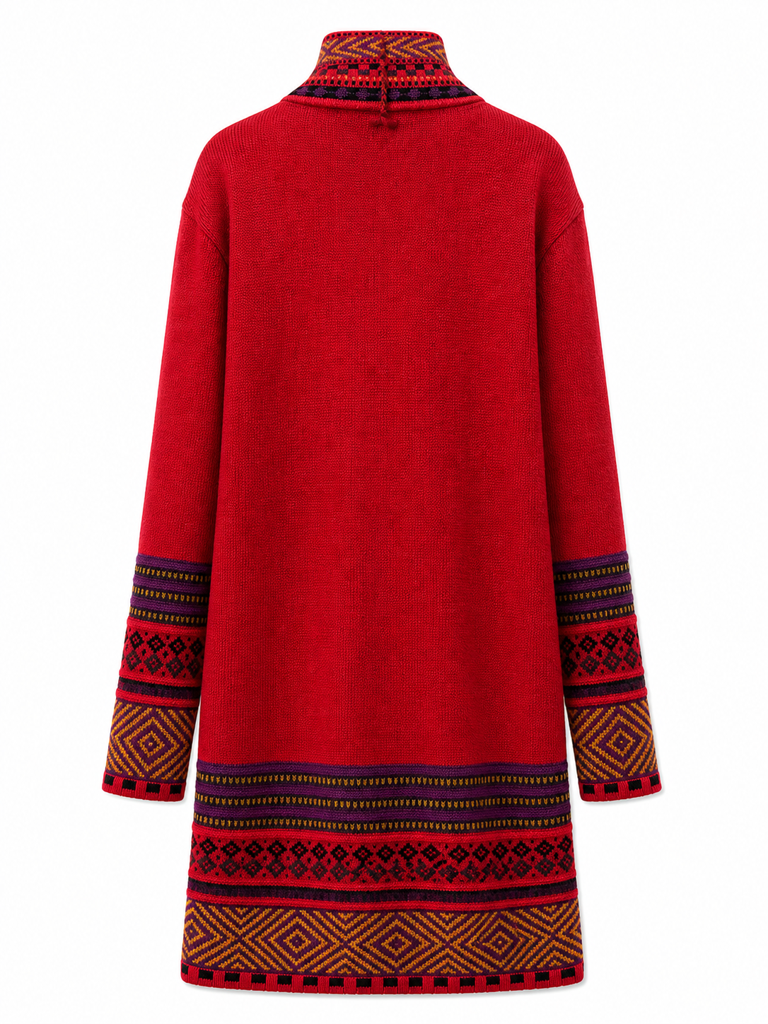 Andean Long Alpaca Cardigan Red