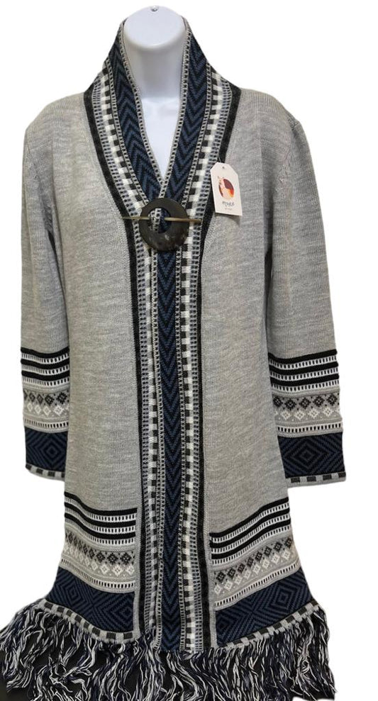 Long Gray Alpaca open front Cardigan Sweater
