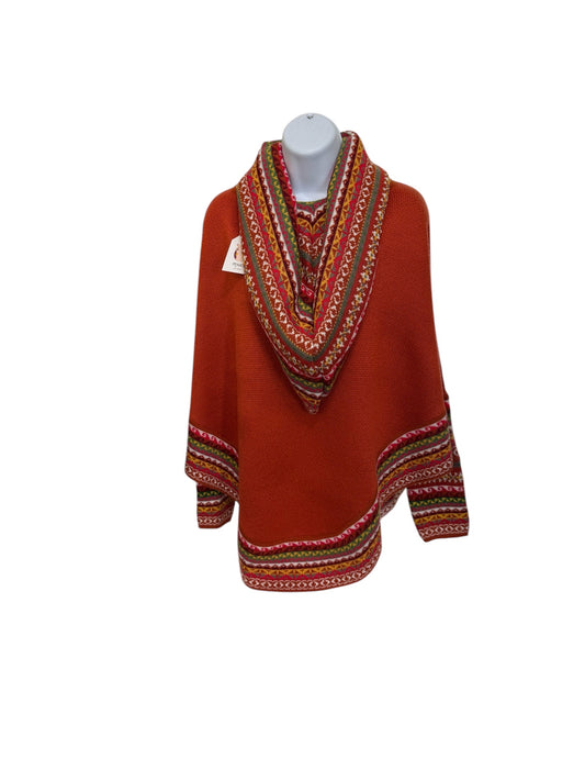 Maroon Alpaca Ruana Poncho With Sleeves