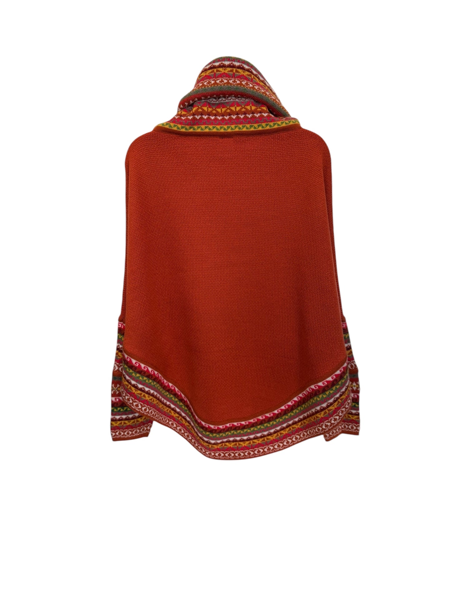 Maroon Alpaca Ruana Poncho With Sleeves