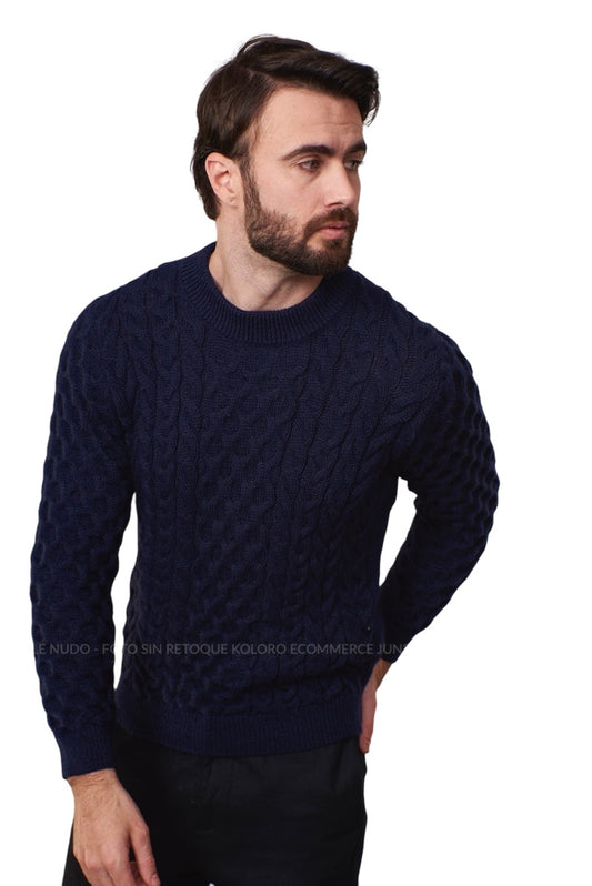 Baby Alpaca Designed Blue Men Sweater