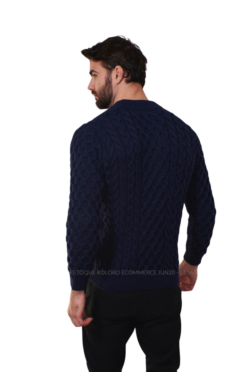 Baby Alpaca Designed Blue Men Sweater