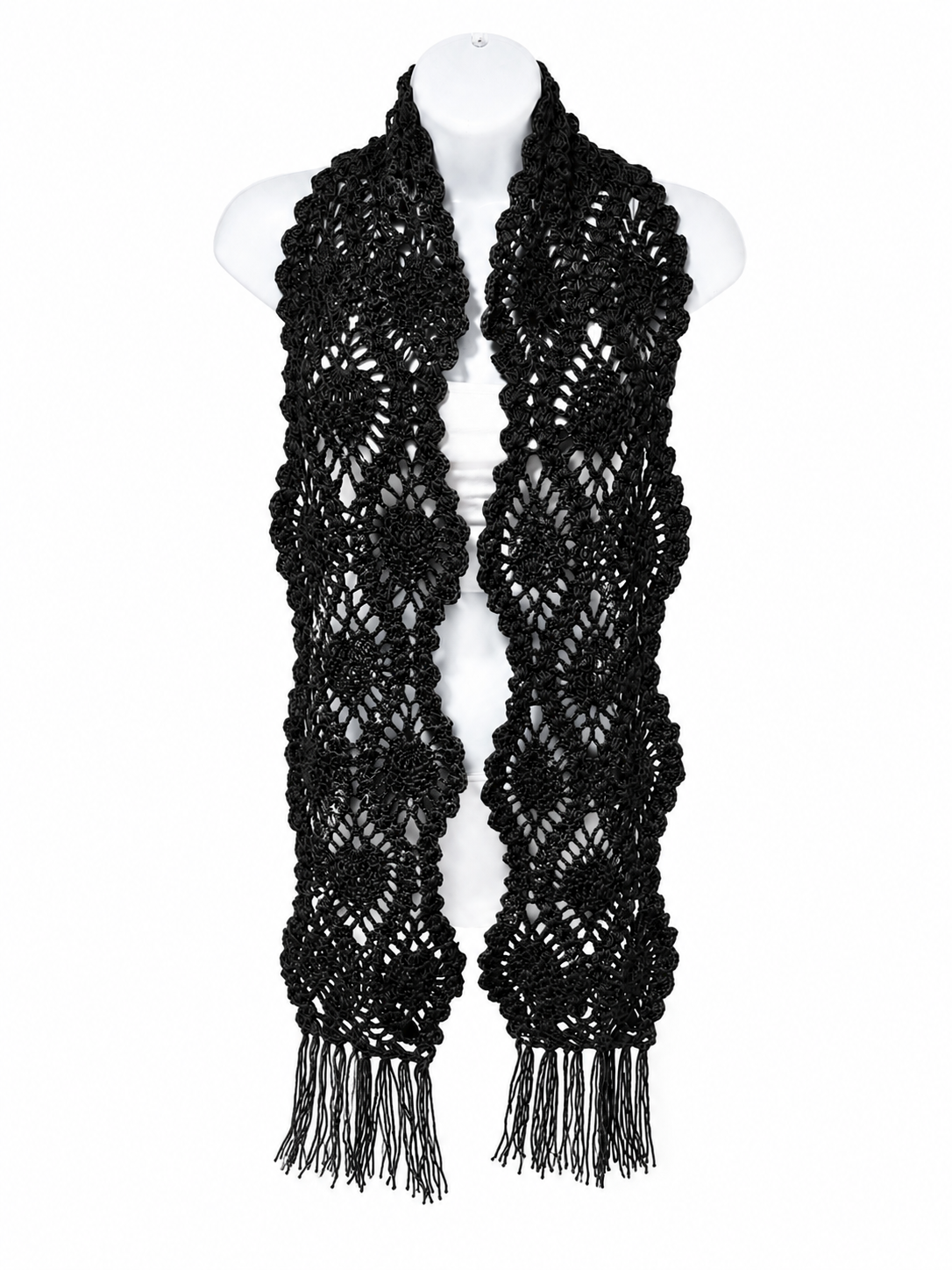 PRE-ORDER Black Handmade Baby Alpaca Crochet Scarf