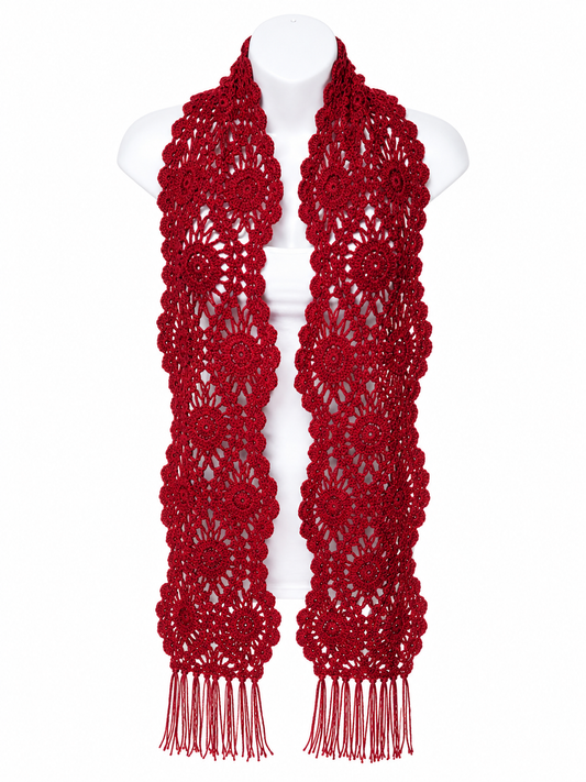 PRE-ORDER Red Handmade Baby Alpaca Crochet Scarf