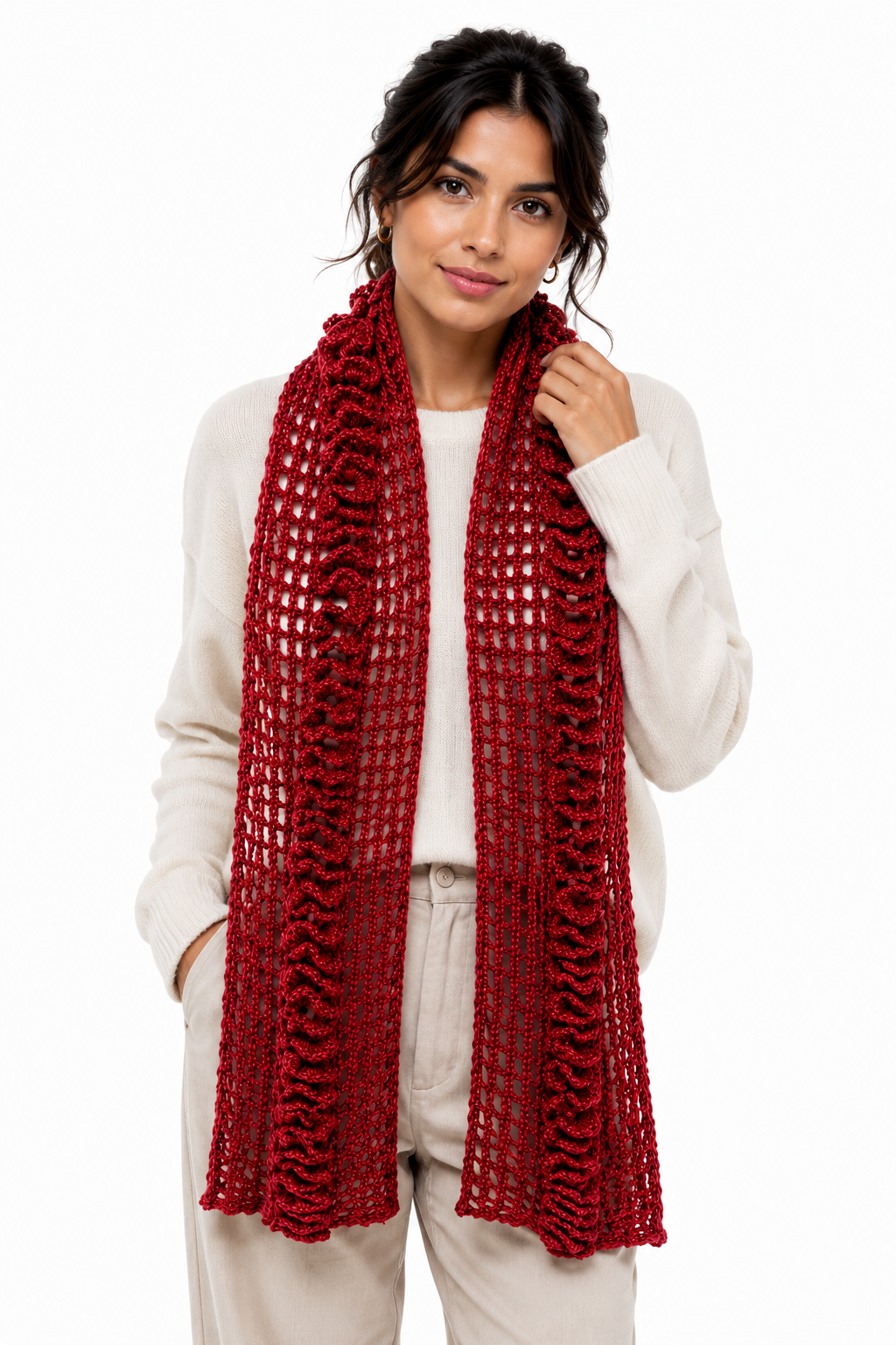 PRE-ORDER | Red Mist Handmade Baby Alpaca Crochet Scarf