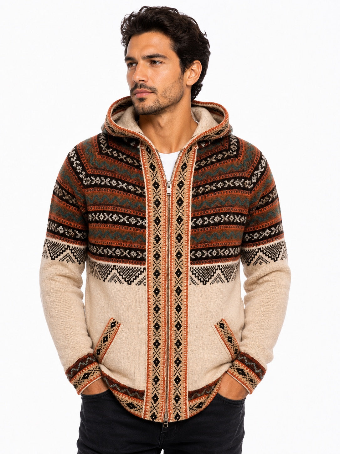 Light Brown Men Alpaca Sweater