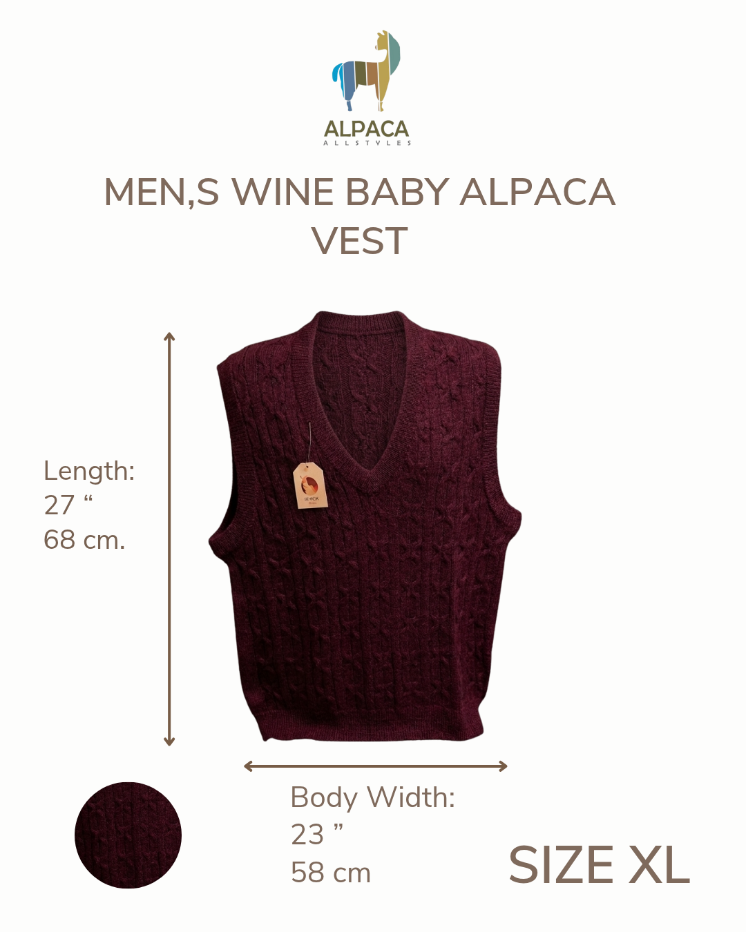 Burgundy Baby Alpaca Men’s Vest