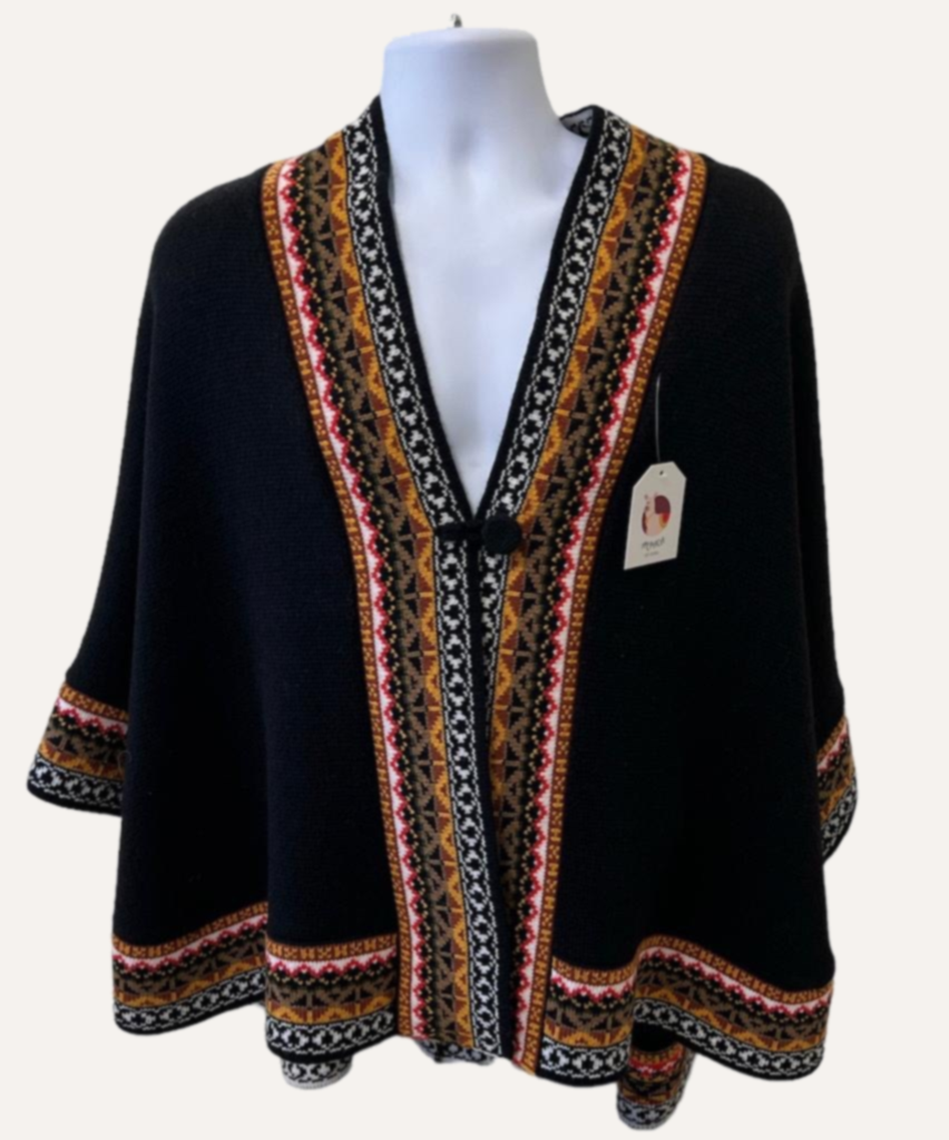 Black Alpaca Decorated Cape