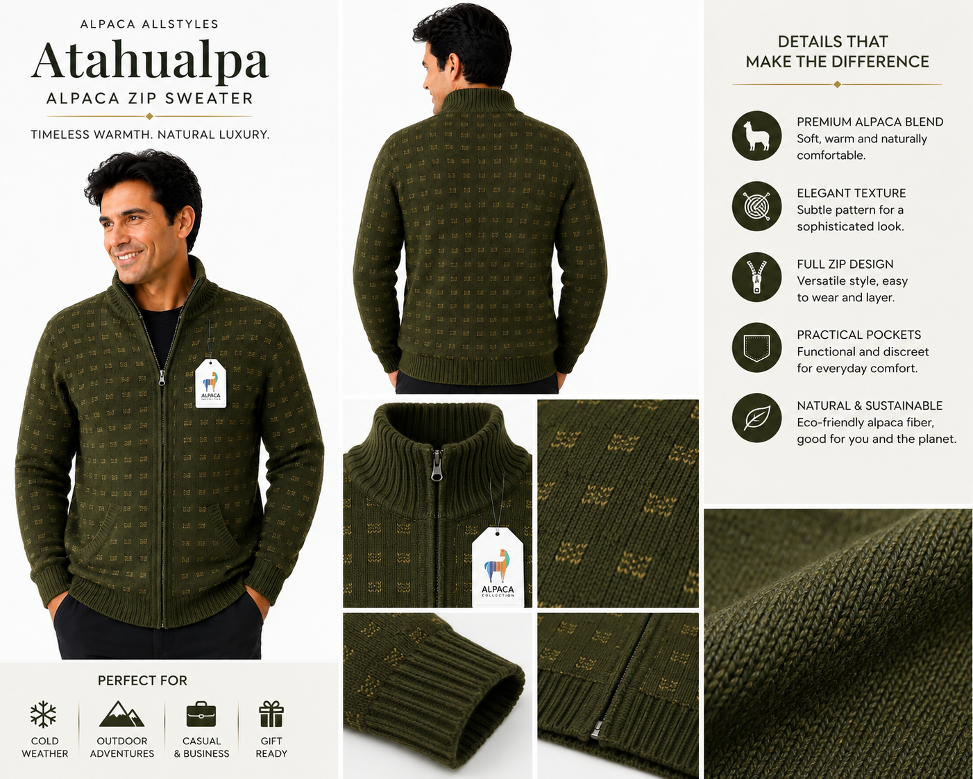 Atahualpa Alpaca Zip Sweater