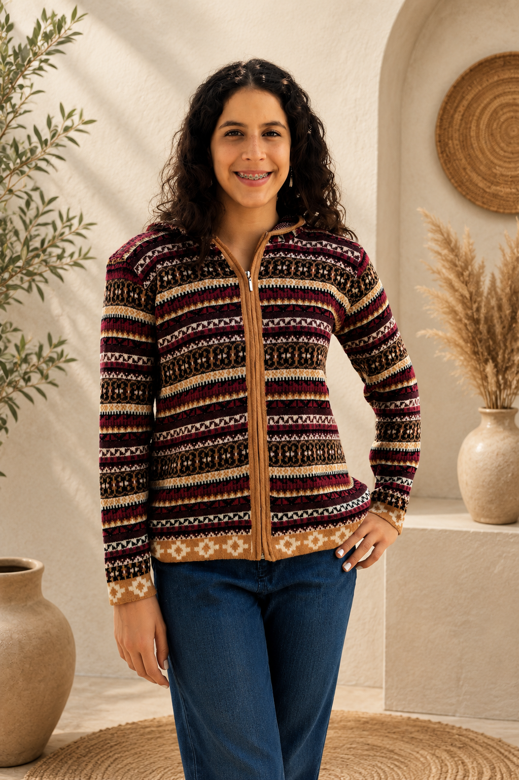 Andean Sunset Alpaca Zip Sweater