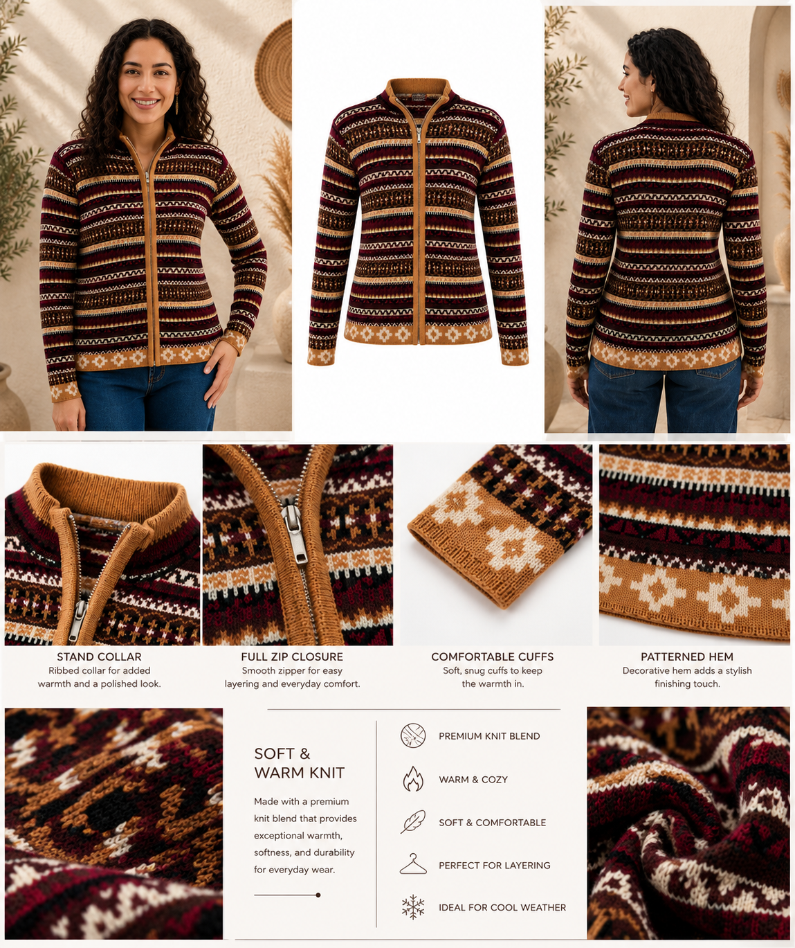 Andean Sunset Alpaca Zip Sweater