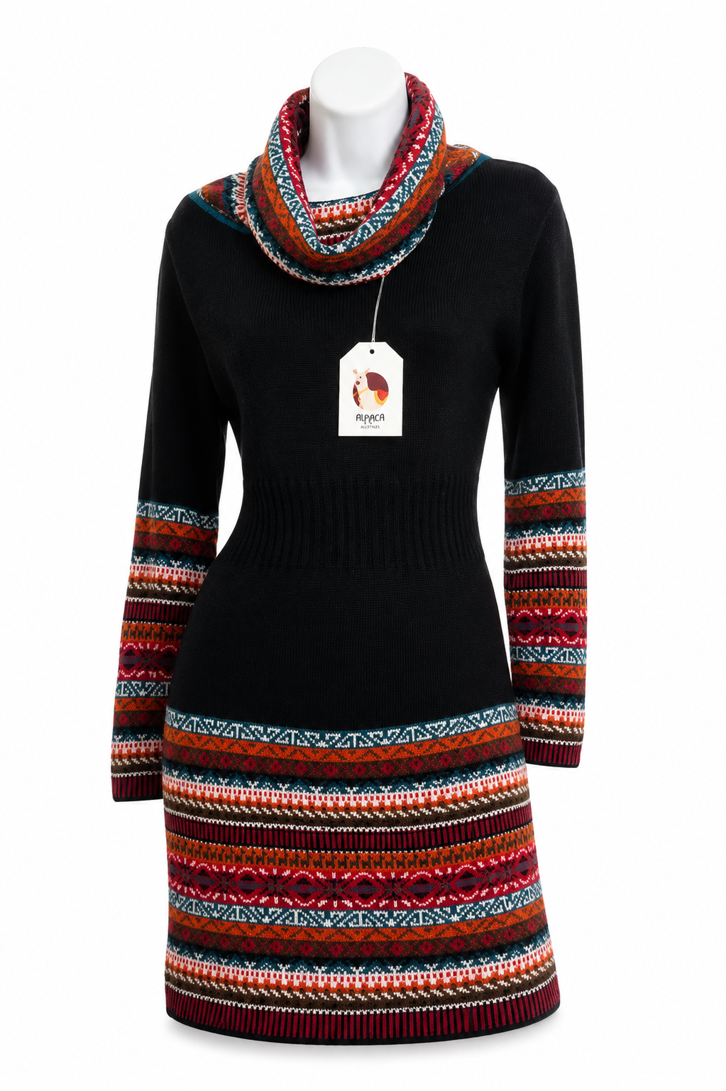Andean Midnight Alpaca Cowl Neck Dress