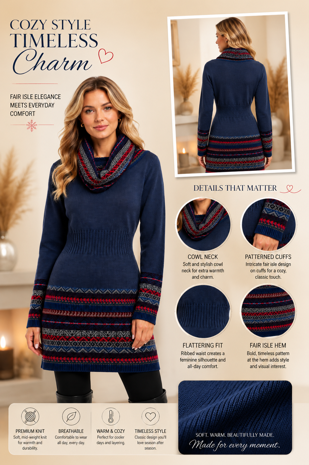 Nordic Midnight Alpaca Dress