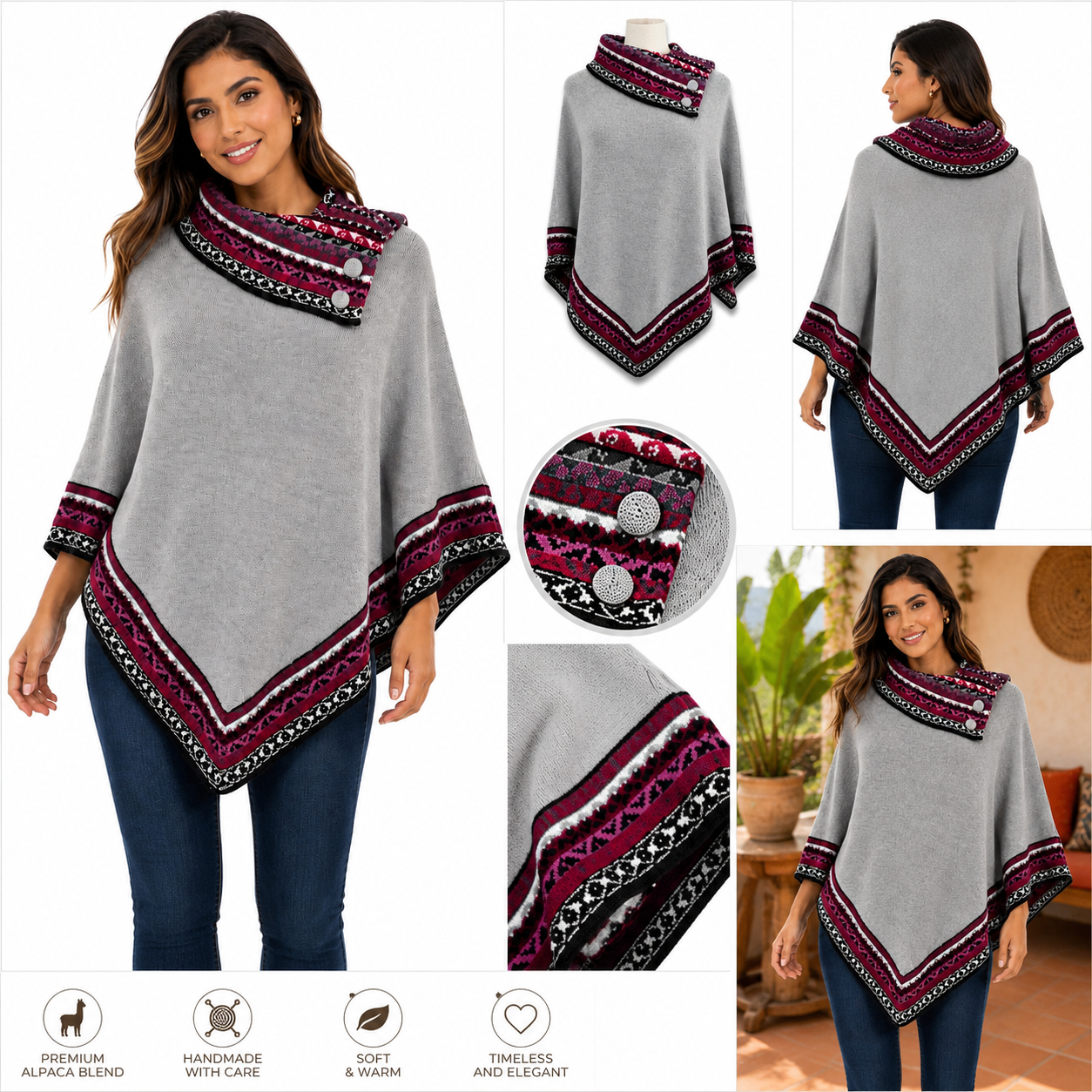 Grace Alpaca Ruana Poncho