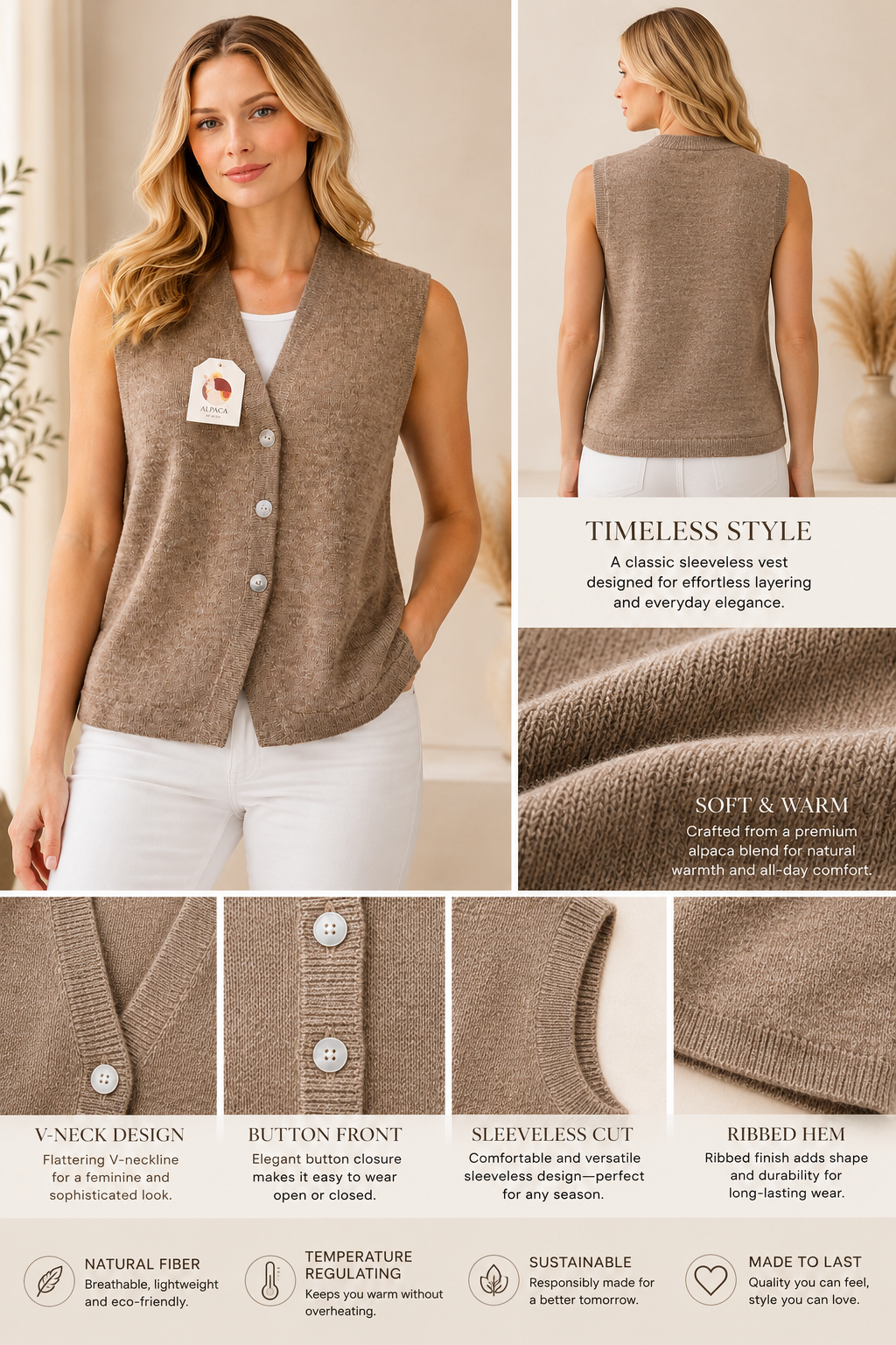 Harmony Women’s Alpaca Vest
