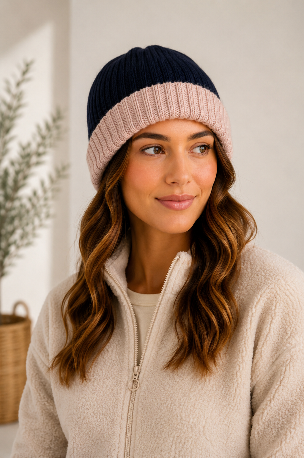 Essential Winter Two-Tone Alpaca Beanie-Hat