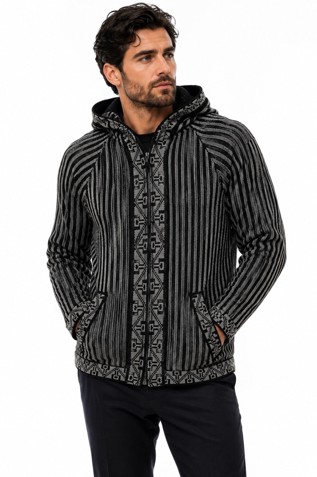 Men’s Highland Shadow Gray Alpaca Hoodie