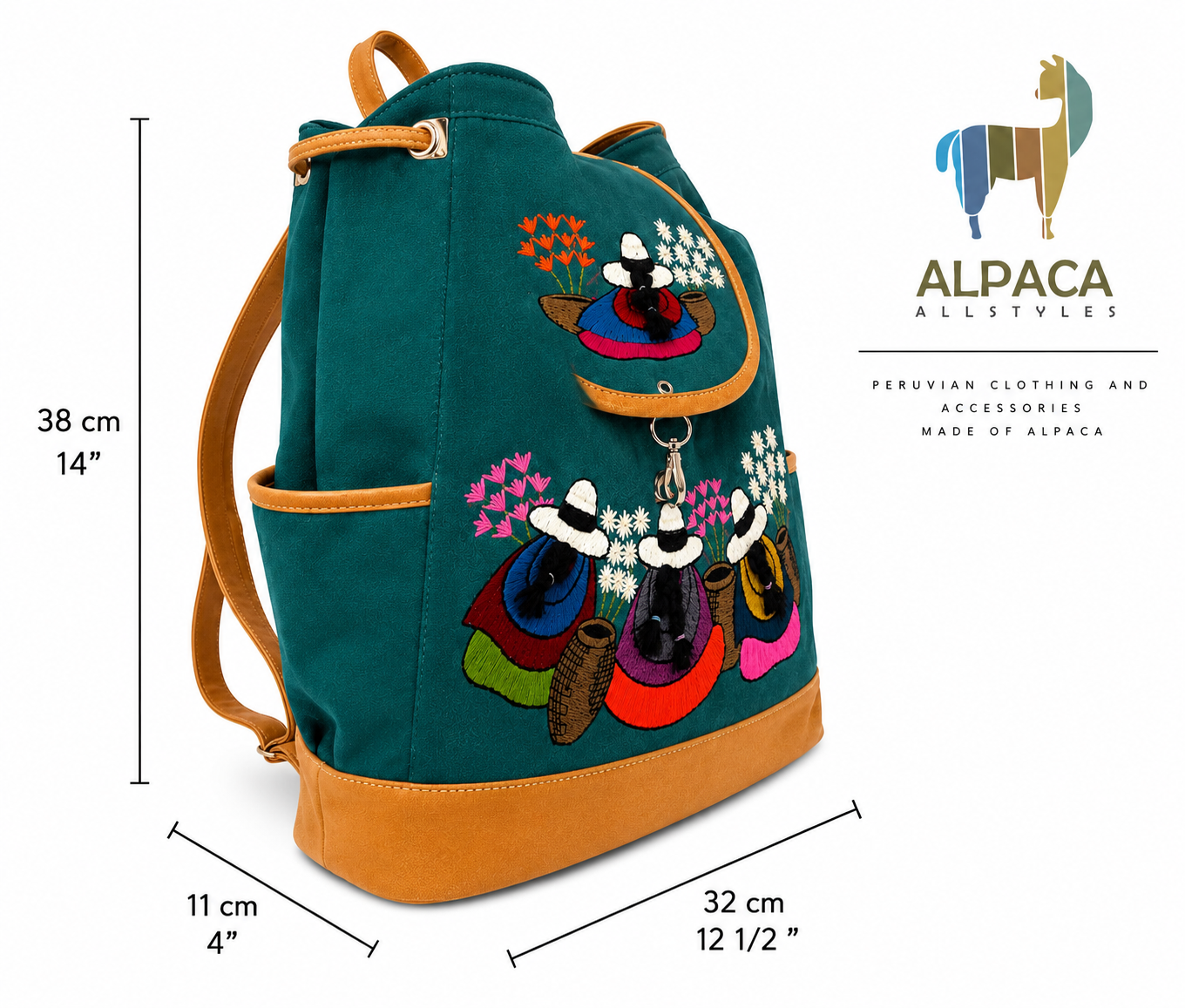 Andean Floral Embroidered Green Backpack 🌺🎒