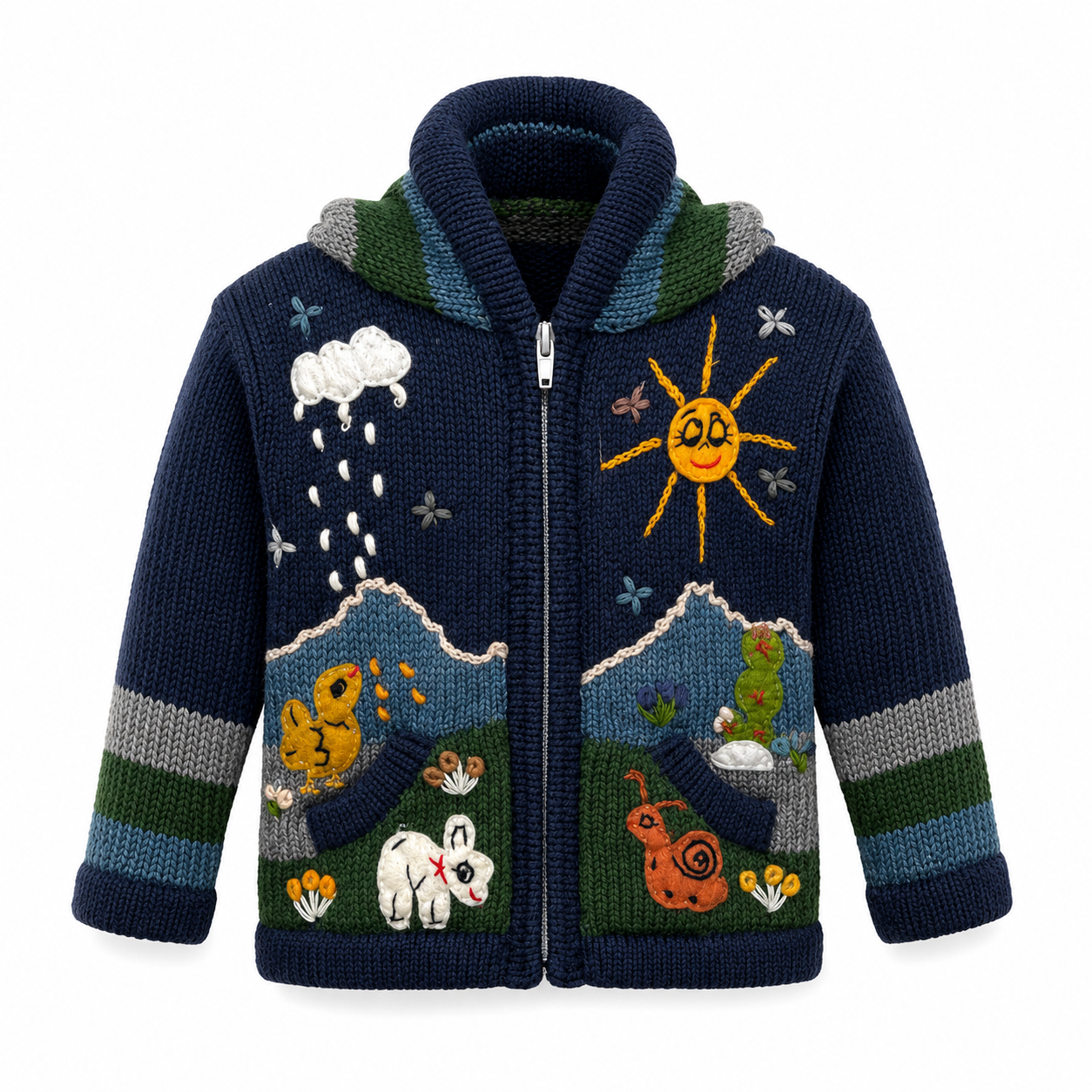 🌈Andean Adventure Kids Hoodie - Blue- Green