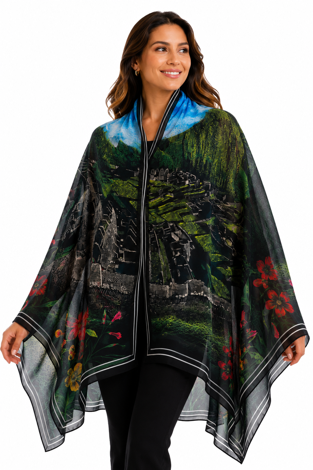 Midnight Bloom Machupicchu Silk Wrap.