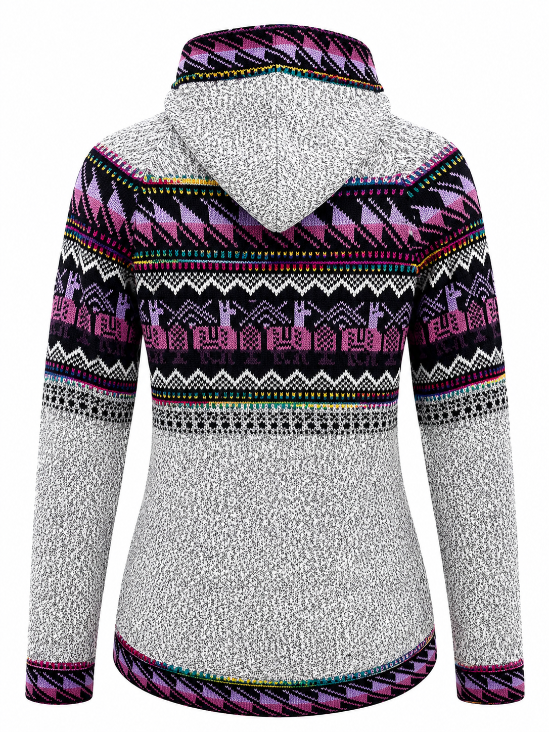 Andean Orchid Alpaca Hooded Sweater Light Gray